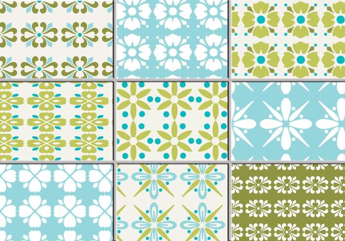 Nine Retro Floral Vector Patterns 