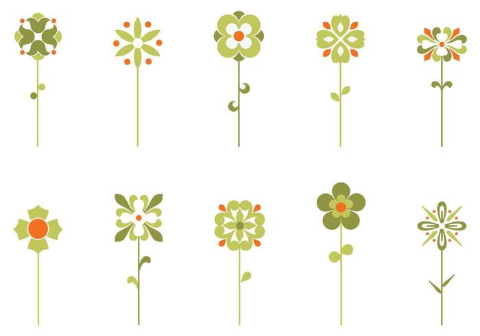 Diez Retro Flower Vectors Pack