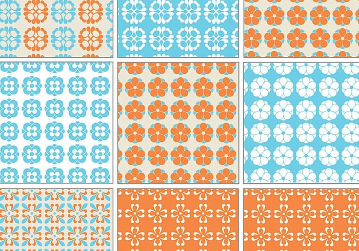 Blue and Orange Retro Vector Pattern Pack