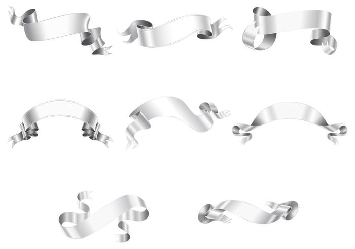 Silver Ribbon Banner Vector Pack