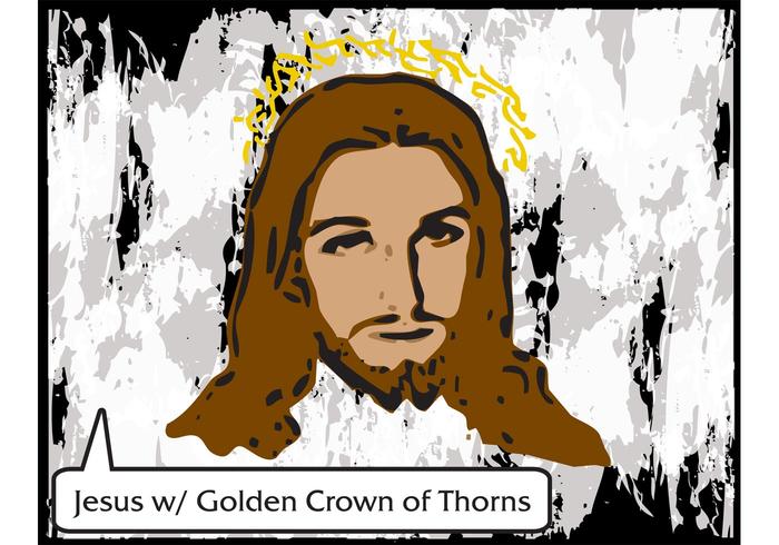 Jesus Vector with Golden Crown of Thorns - Free Vector Jesus Vector with Golden Crown of Thorns - Free Vector