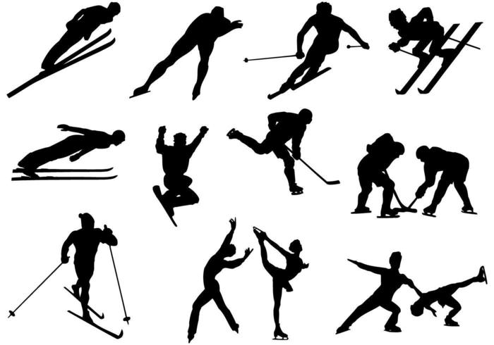 Skiing and Skating Silhouette Vector Pack