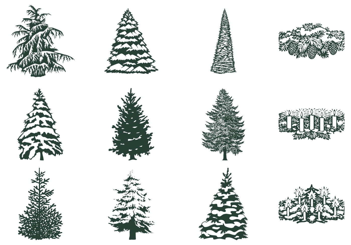Download Winter Tree Vector and Candle Vector Pack 54080 Vector Art at Vecteezy