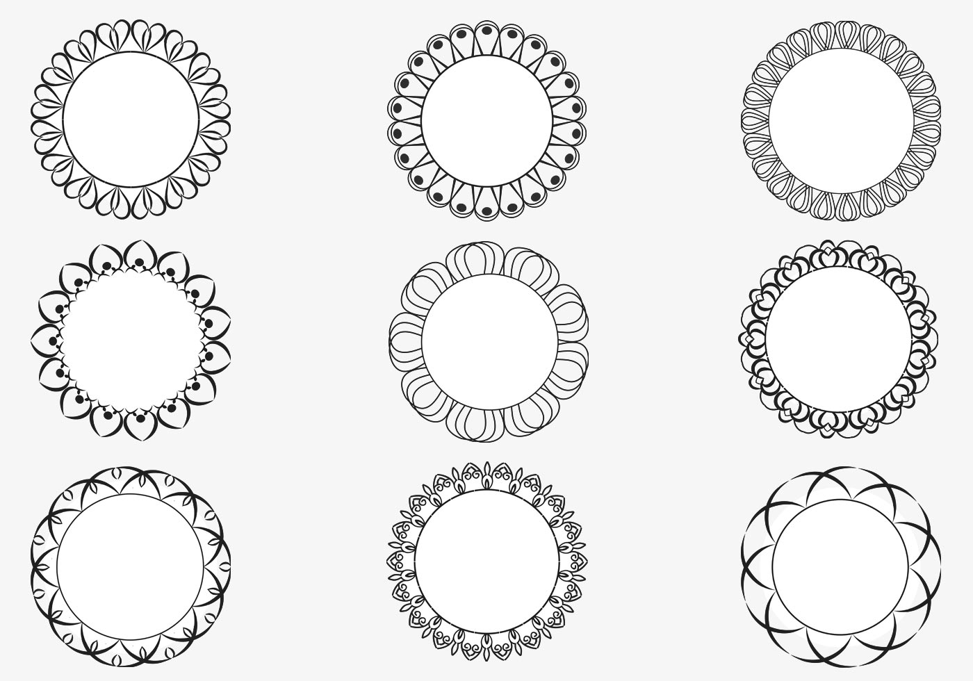 Decorative Circular Frame Vector Pack 54376 Vector Art At Vecteezy