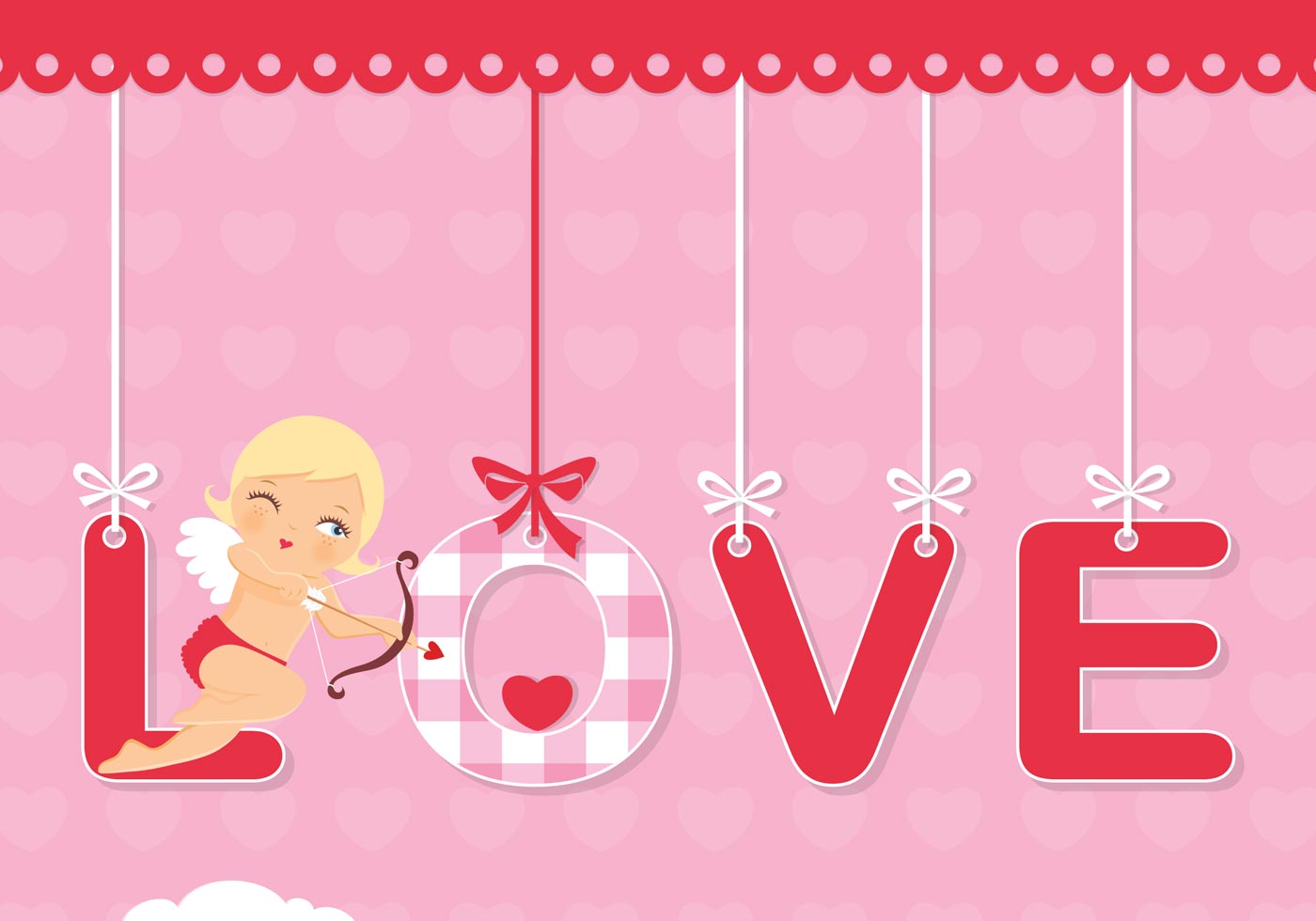 Cupid Valentine’s Day Vector Wallpaper 54457 Vector Art at Vecteezy