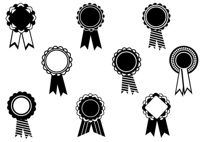 Black and White Award Ribbon Vector Pack