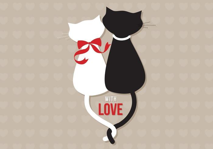 Cats in Love Vector Wallpaper