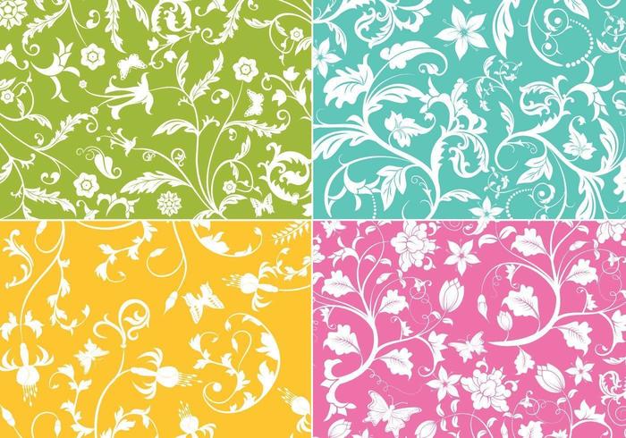 paquete de papel tapiz floral vector remolino