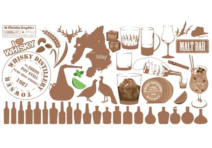 Variety Set of Whiskey Vector Images Variety Set of Whiskey Vector Images