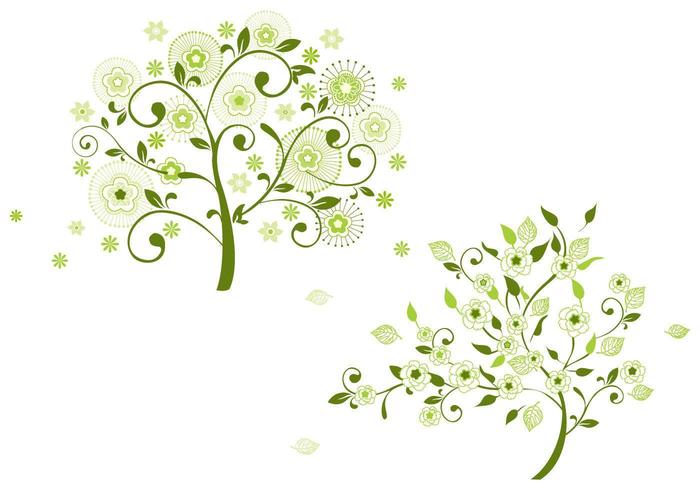 paquete de árbol de vector floral verde