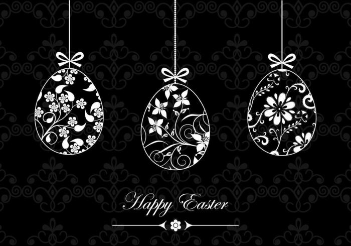 Black and White Happy Easter Vector Wallpaper