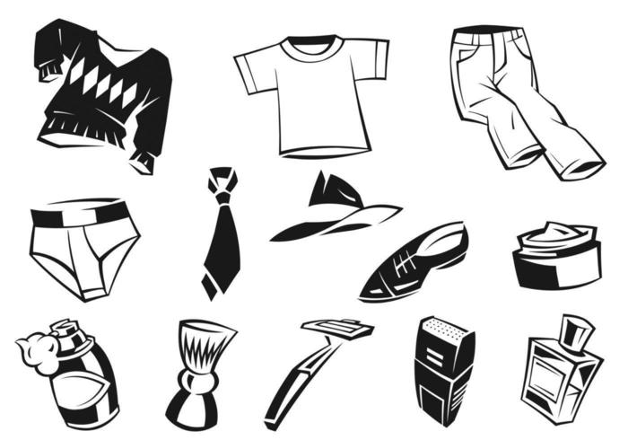 Conjunto de vectores y accesorios de ropa masculina enrrollado