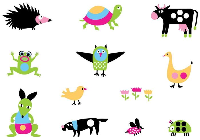 Bright Cartoon Animal Vector Pack 