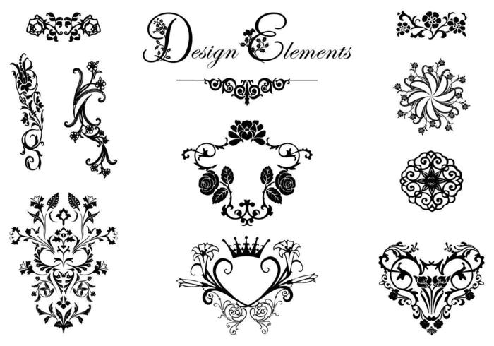 Diseño Floral Pack Vector Adorno