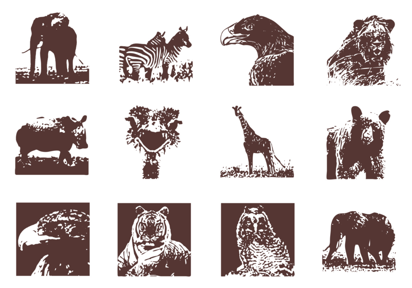 Download Grunge Wild Animals Vector Pack 56640 Vector Art at Vecteezy