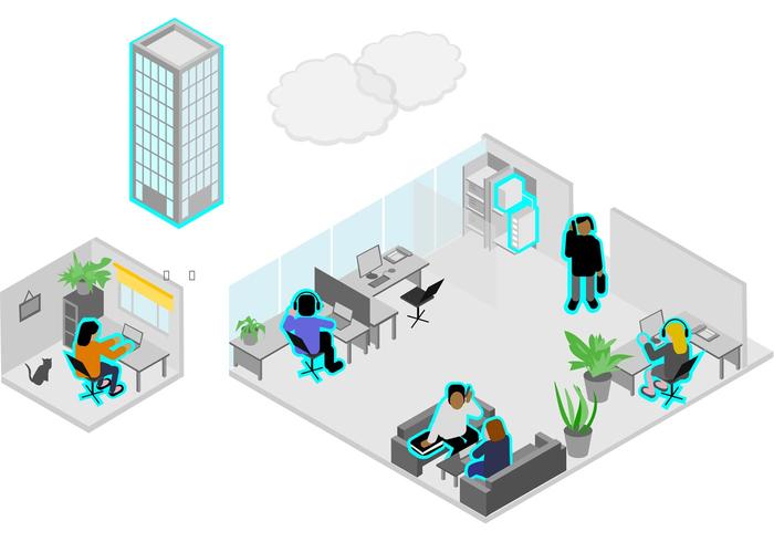 Office Vectors - Working from the office or home Office Vectors - Working from the office or home