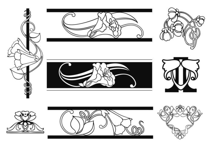 Jugendstil Blumenverzierungs Vektor Satz Download Kostenlos