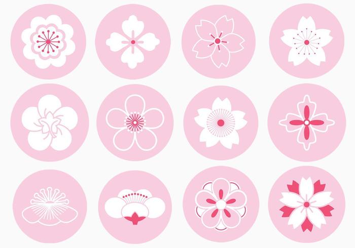 Adorno de flores japonés Vector Pack