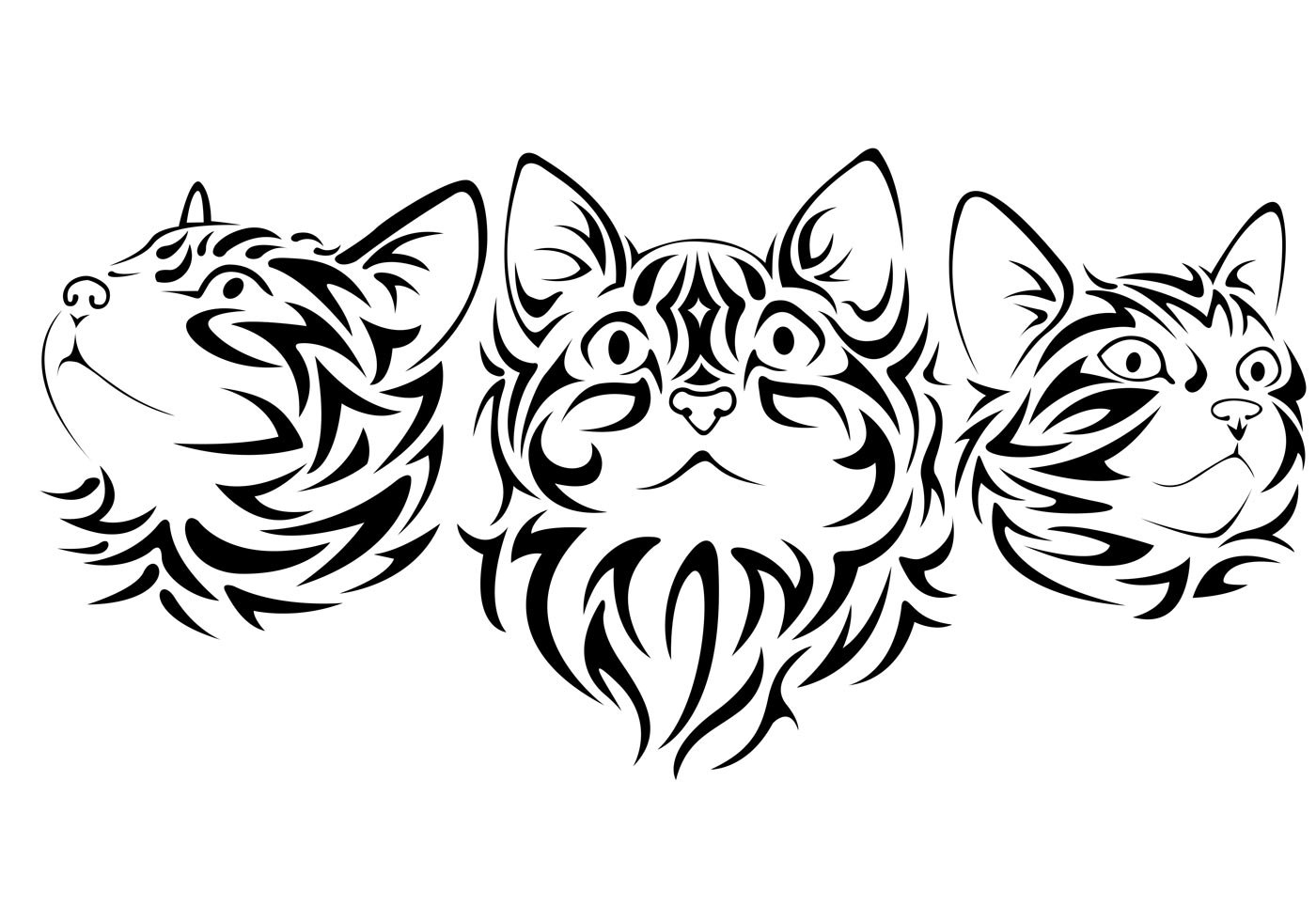 tribal cats vectors vector animals cat face stencil tattoo vecteezy pattern silhouettes