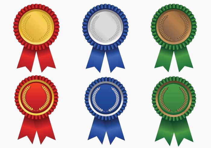 Bright Colored Award Ribbon Vector Pack