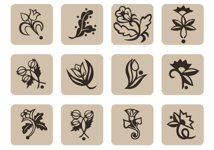 Ícono floral vector pack