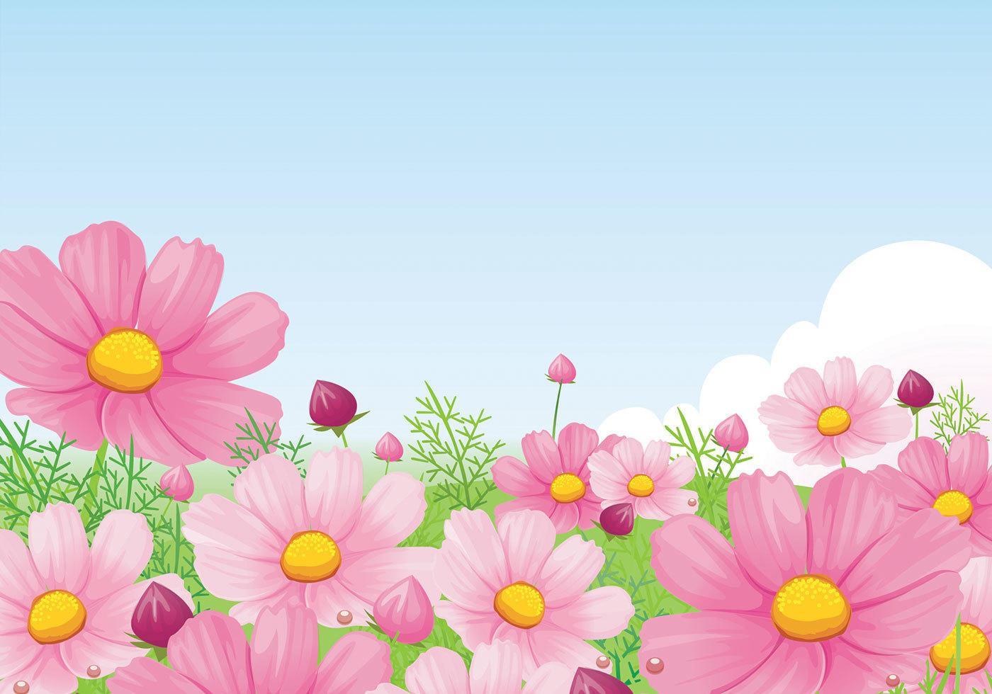 Beautiful Pink Daisy Wallpaper Vector 56919 Vector Art at Vecteezy