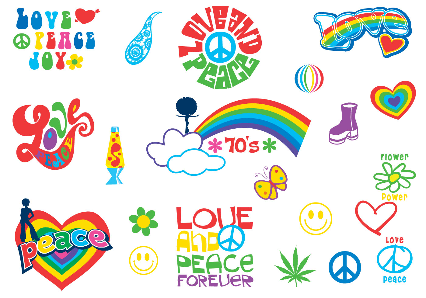 Download 70s Flower Power Vector Pack - Download Free Vectors ...