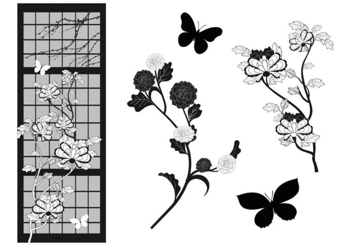 Asian Flower Vector Pack