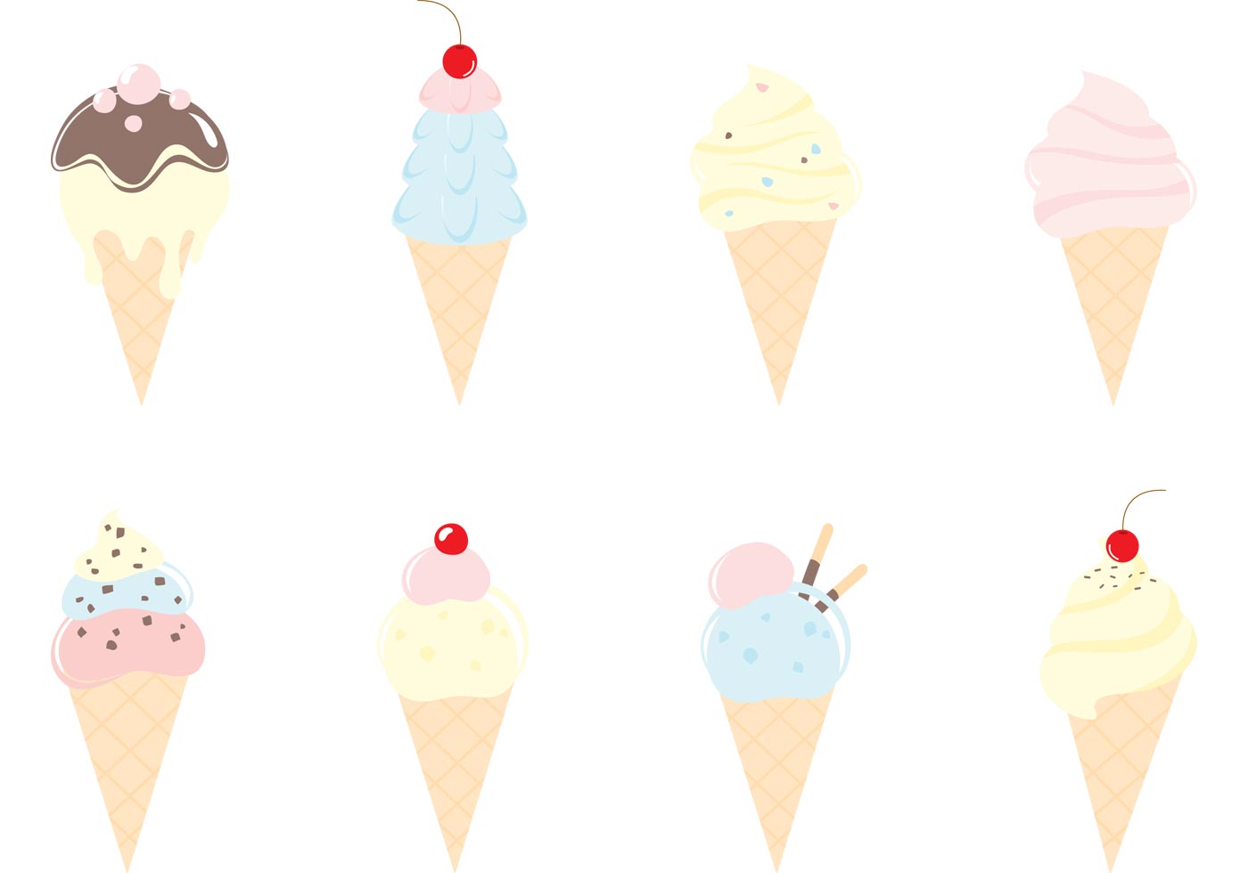 Ice Cream Cone Vector Pack 56999 Vector Art at Vecteezy