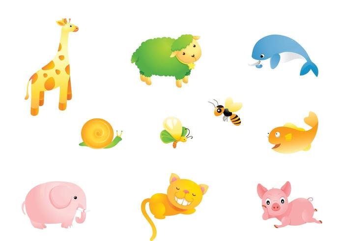 Pack de dibujos animados lindo vector de animales