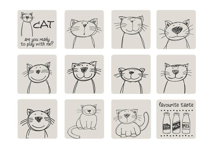 Hand Drawn Cat Vector Pack