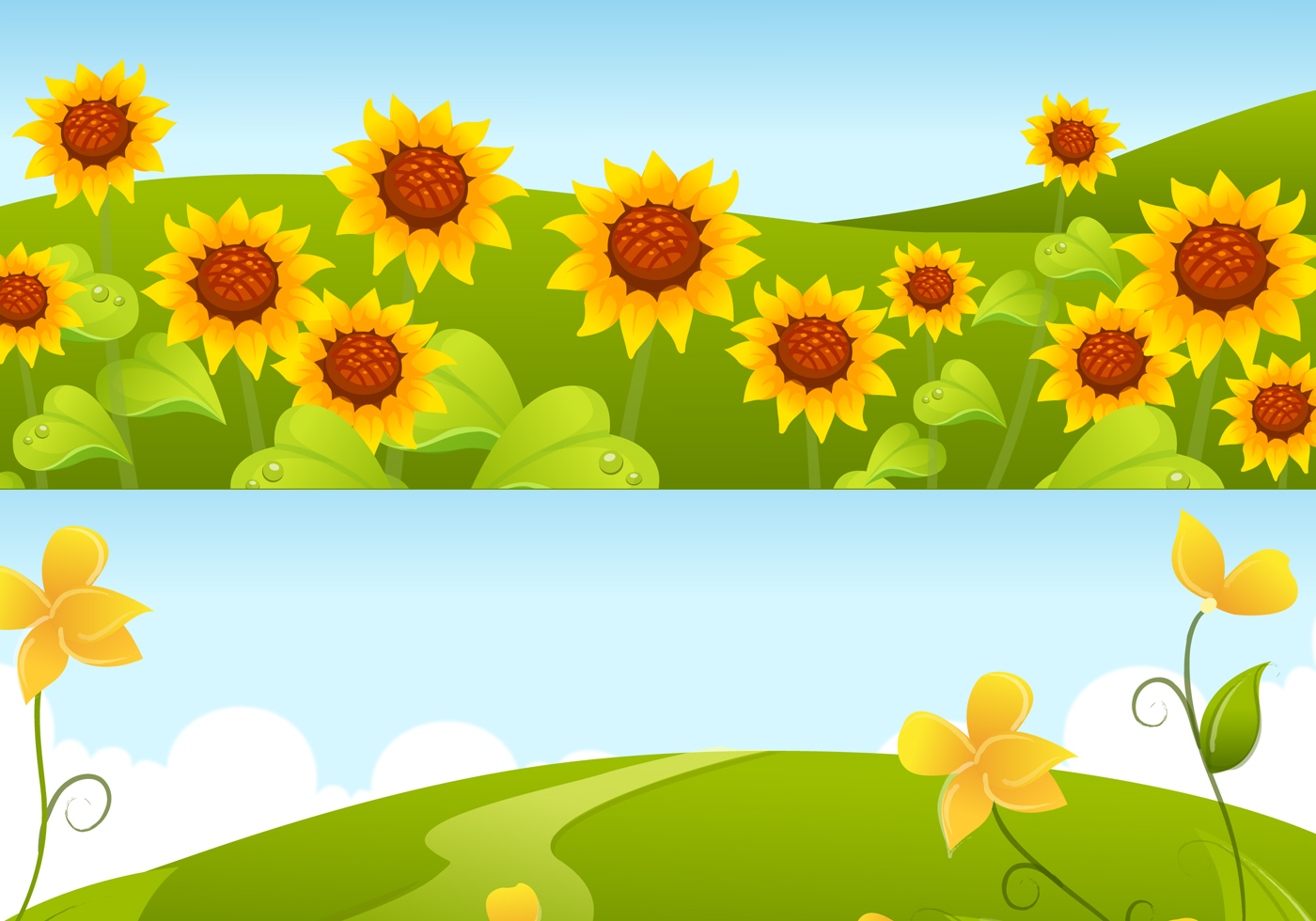 Yellow Sunflower Background Vector Pack 57416 Vector Art at Vecteezy