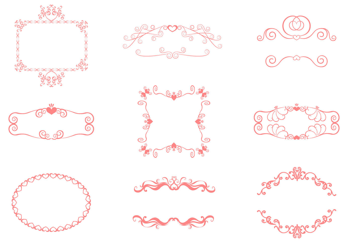 Download Swirly Hearts Frame Vector Pack - Download Free Vectors ...