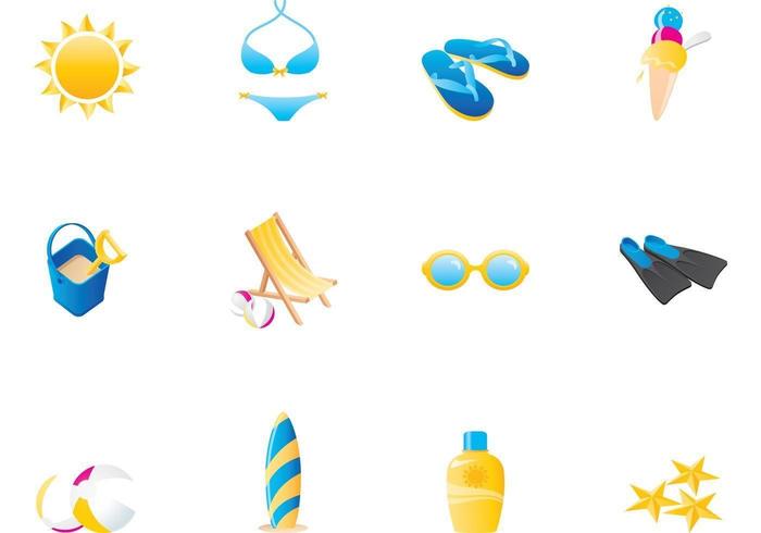 Paquete de iconos de vectores de playa de verano