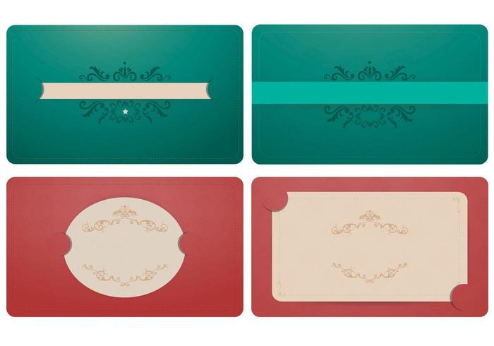 Elegant Emerald and Coral Label Vector Ornament Pack