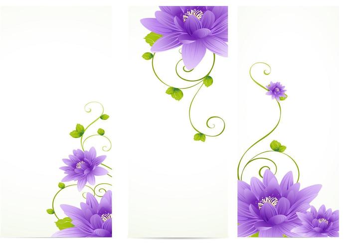 Purple Flower Banner Vector Pack