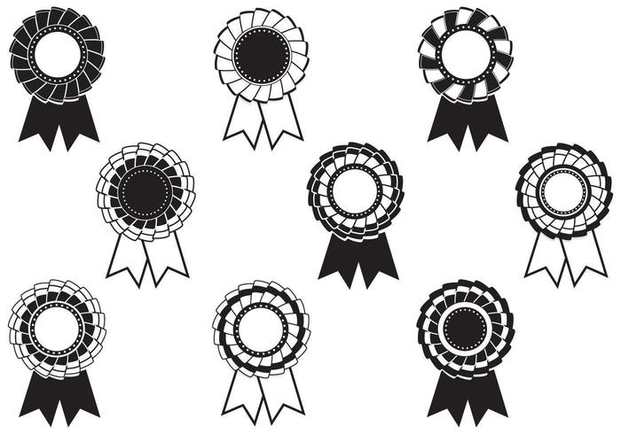 Blanco y negro Rosette Award Vector Pack