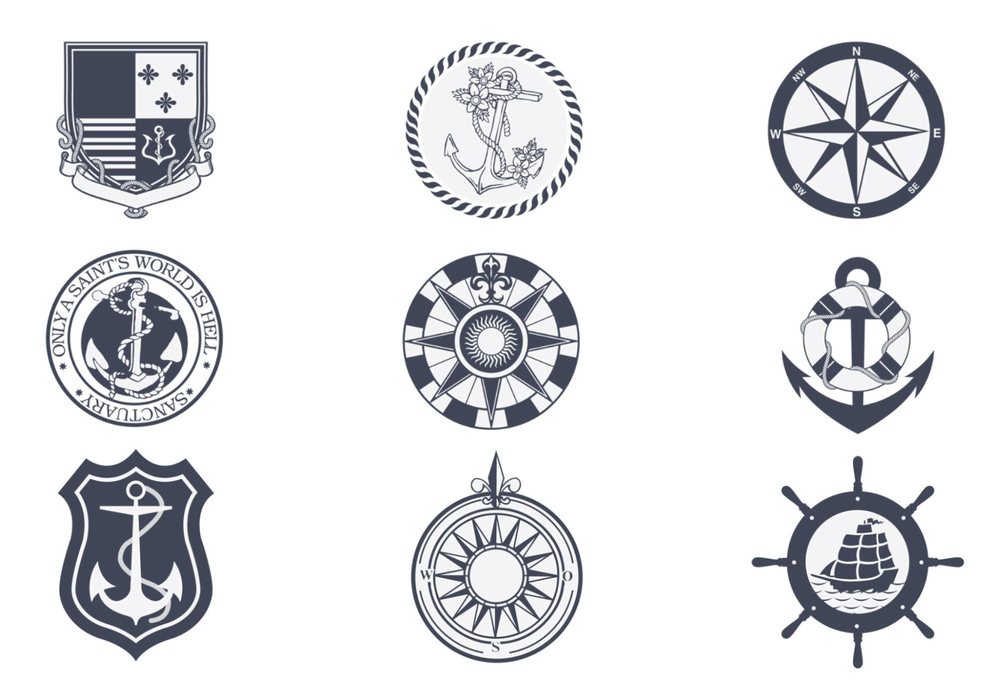 Download Vintage Nautical Vector Pack - Download Free Vectors ...