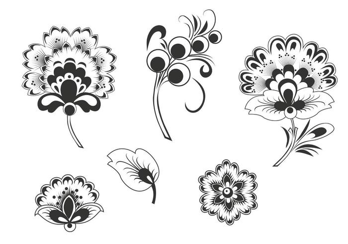 Black and White Floral Vector Pack