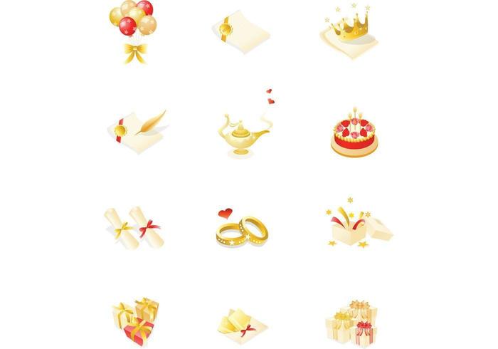 Gold Event and Party Vector Icons 
