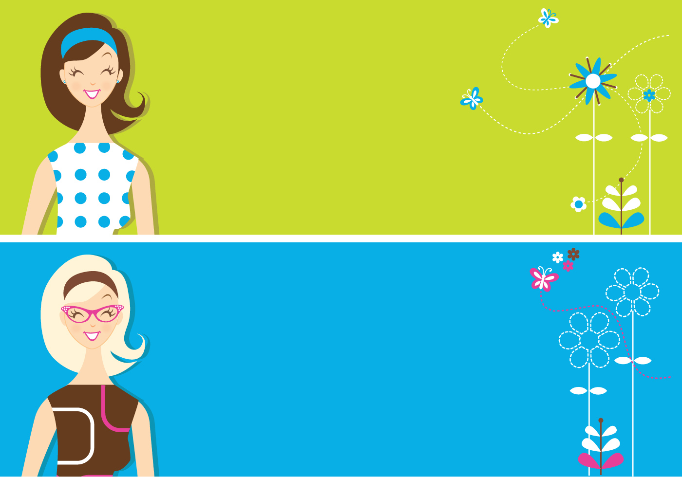 Retro Girls Banner Vector Pack 57728 Vector Art at Vecteezy