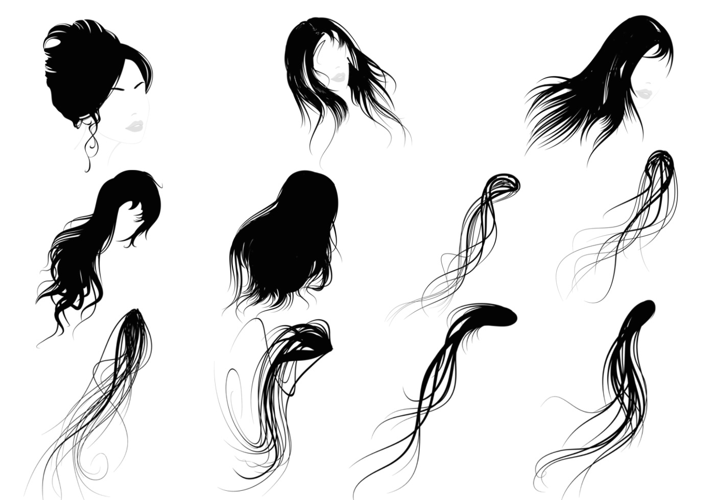 Download Female Hair Vector Pack - Download Free Vectors, Clipart ...