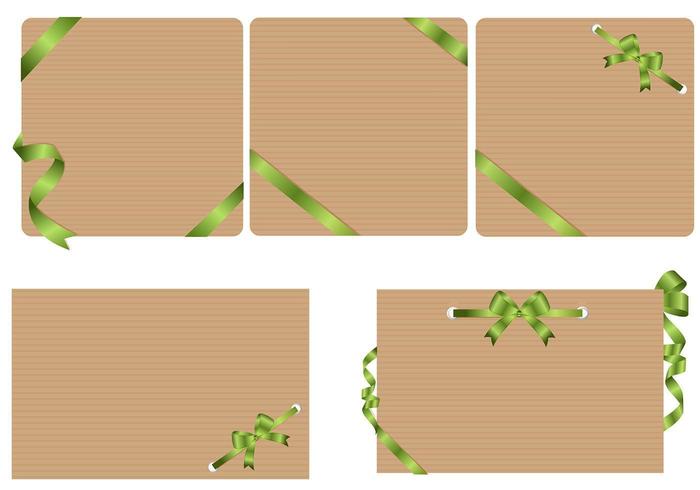 Craft Paper Background Vectors with Green Ribbons