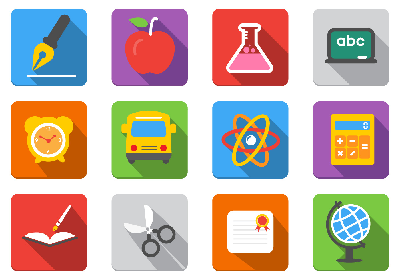 Download Flat Education Vector Icons Pack - Download Free Vectors ...