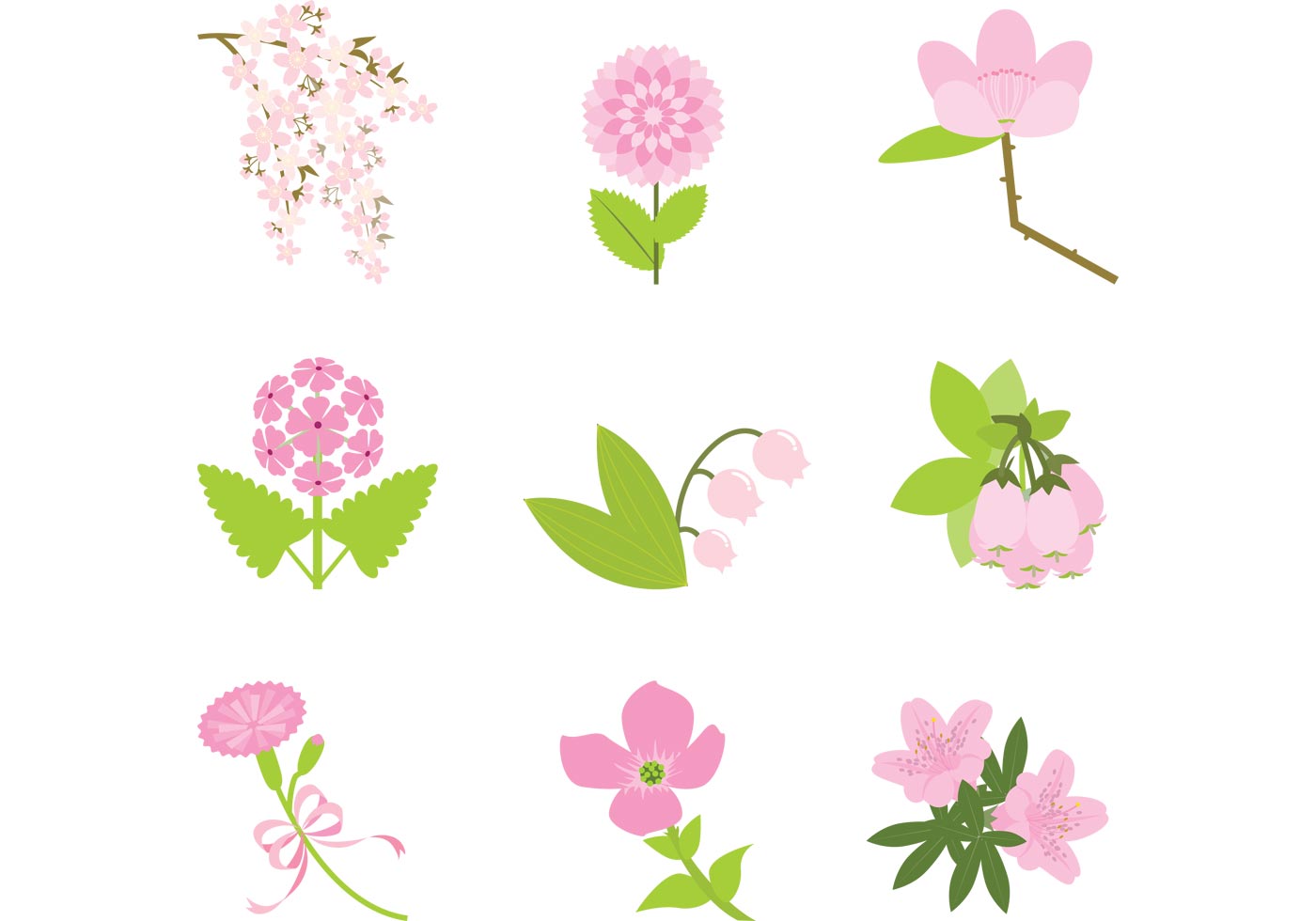 Download Realistic Pink Flower Vector Pack 58179 Vector Art at Vecteezy