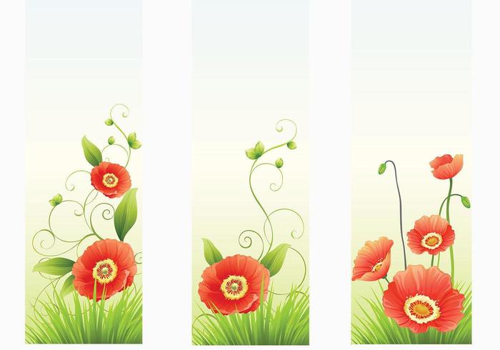 Red Poppy Banner Vectors
