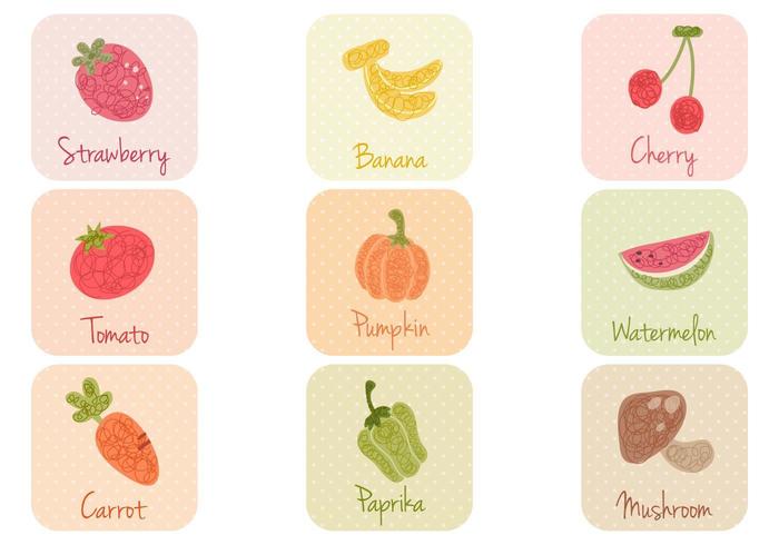 Hand Drawn Fruit and Vegetable Vector Pack