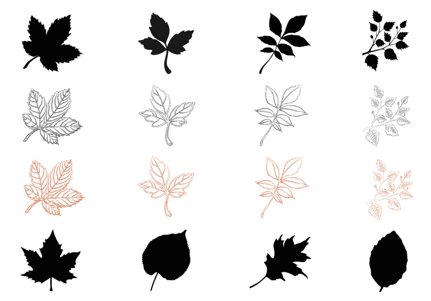 Download Silhouette Fall Leaves Vector Pack 58231 - Download Free ...