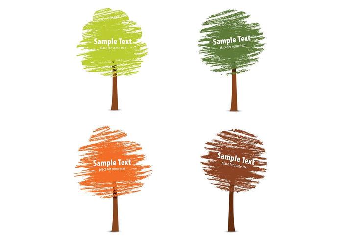 Chalk Drawn Fall Tree Vector Pack