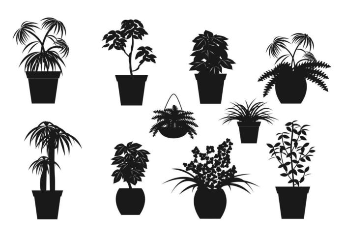 Potted Plant Vector Silhouettes